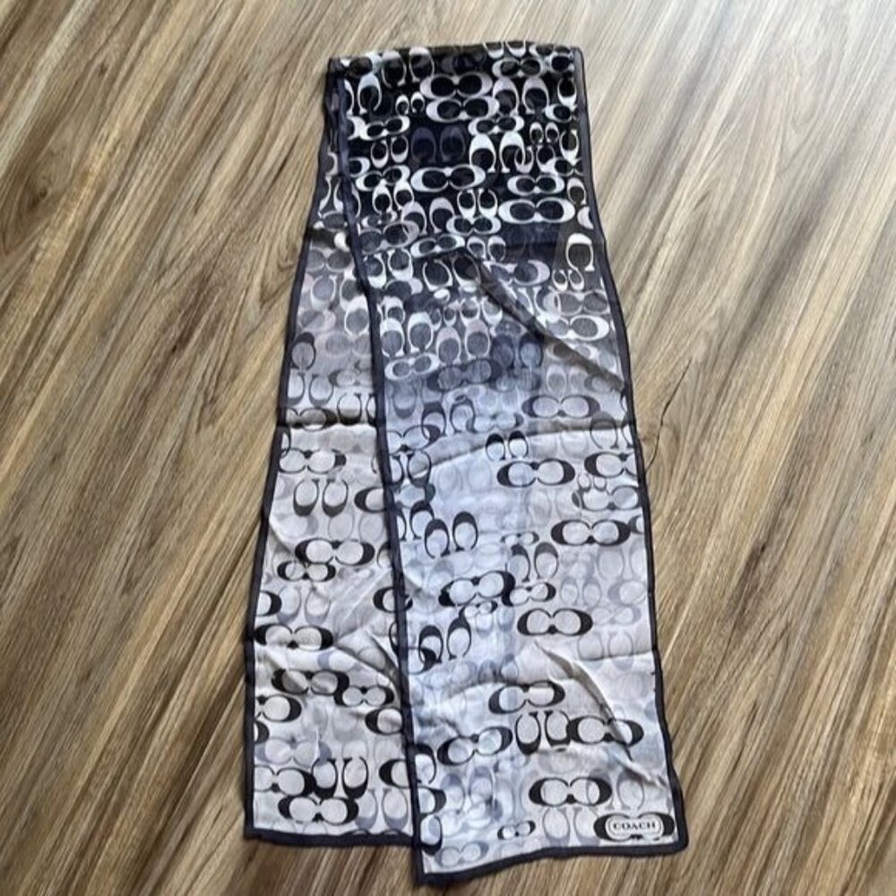 COACH Signature C Sheer Ombre Gradient Scarf Tie